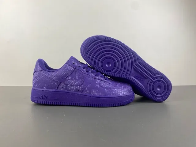 Nike Air Force 1 Purple Snake-Texture Lifestyle Sneakers 12