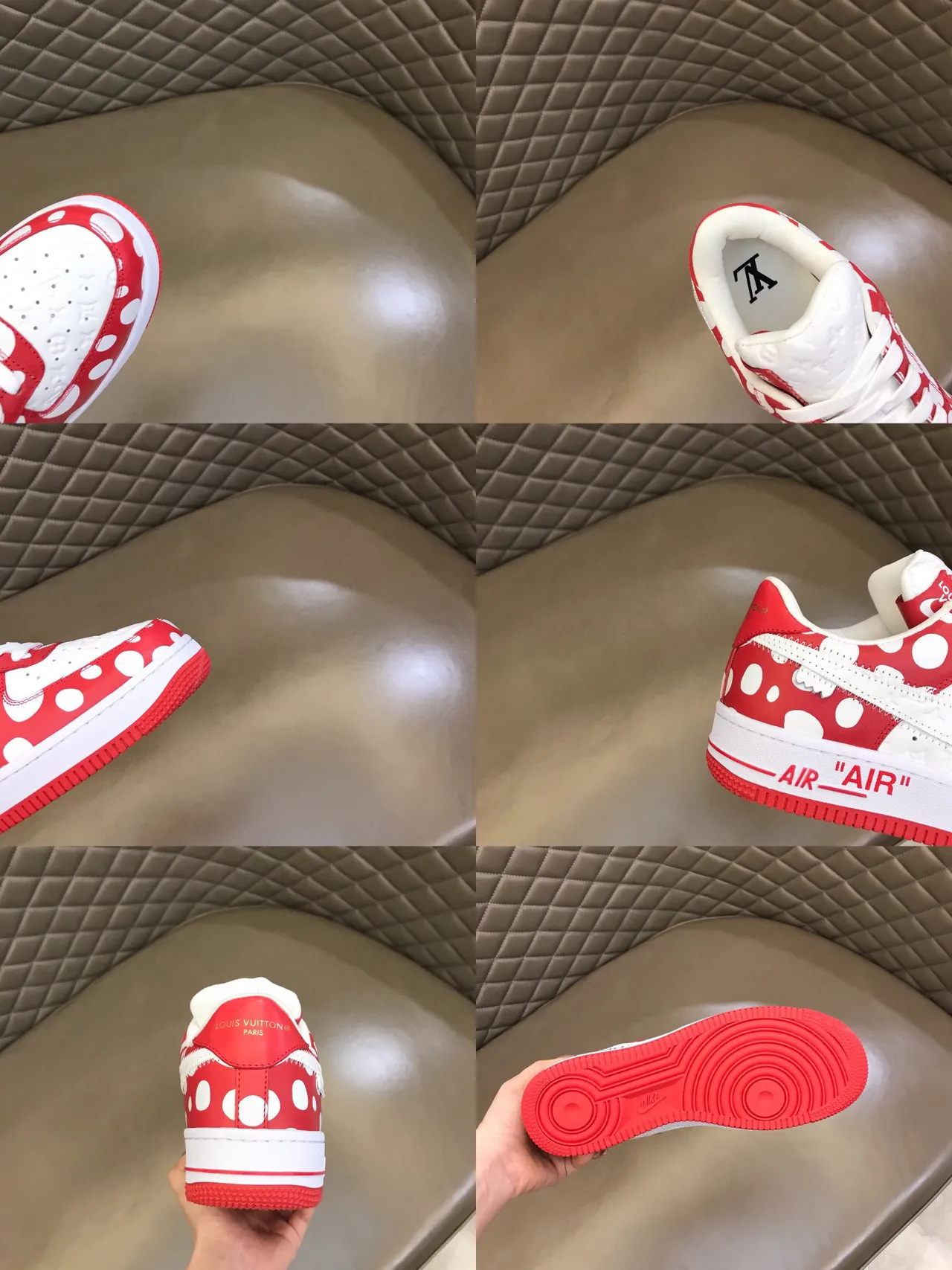 Nike Air Force 1 Red and White Polka-Dot Lifestyle Sneakers 3