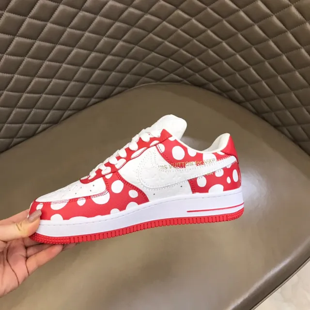 Nike Air Force 1 Red and White Polka-Dot Lifestyle Sneakers 4