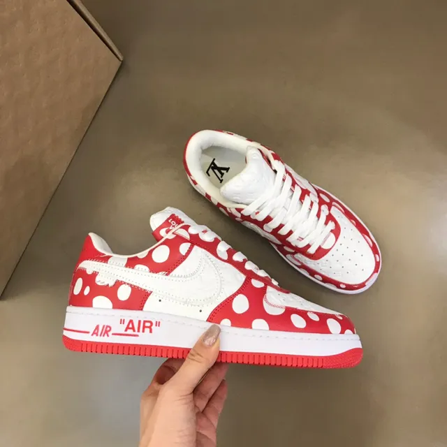 Nike Air Force 1 Red and White Polka-Dot Lifestyle Sneakers 7