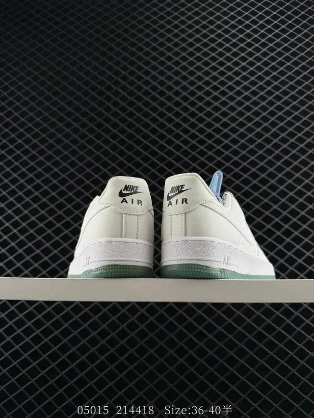Nike Air Force 1 White Green Low-Top Perforated Toe Box Lifestyle Sneakers 2