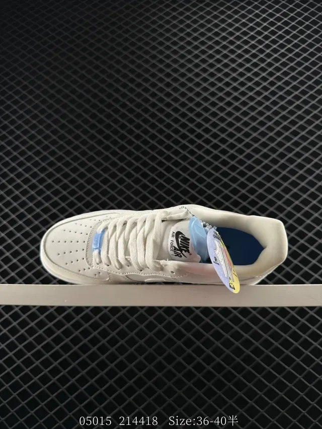 Nike Air Force 1 White Green Low-Top Perforated Toe Box Lifestyle Sneakers 3