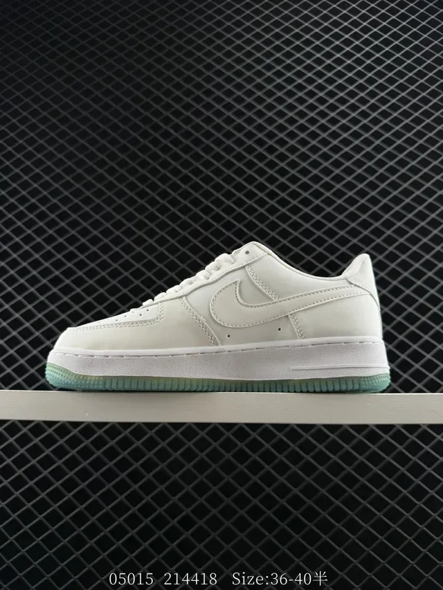 Nike Air Force 1 White Green Low-Top Perforated Toe Box Lifestyle Sneakers 4