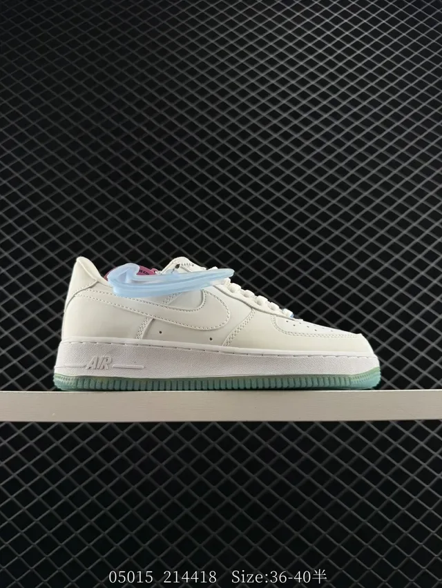 Nike Air Force 1 White Green Low-Top Perforated Toe Box Lifestyle Sneakers 5