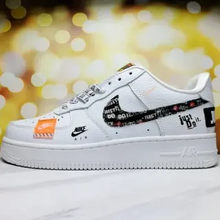 Nike Air Force 1 White Orange Black Graphic Strap Lifestyle Sneakers
