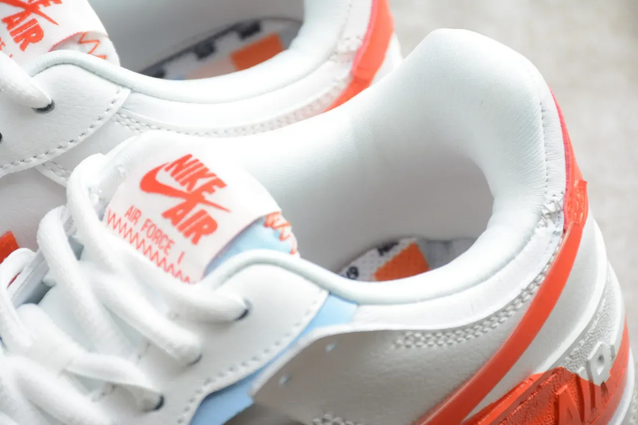 Nike Air Force 1 White Orange Blue Lifestyle Sneakers 8