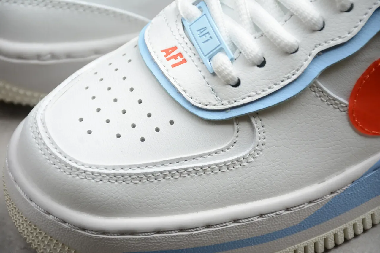 Nike Air Force 1 White Orange Blue Lifestyle Sneakers 10
