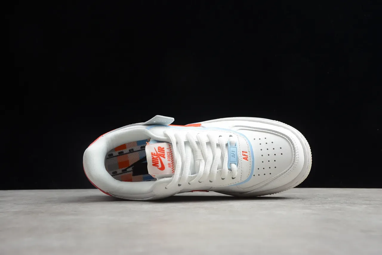 Nike Air Force 1 White Orange Blue Lifestyle Sneakers 14