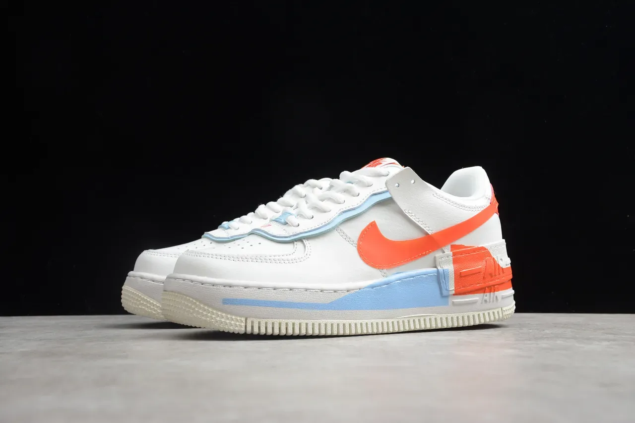 Nike Air Force 1 White Orange Blue Lifestyle Sneakers 16