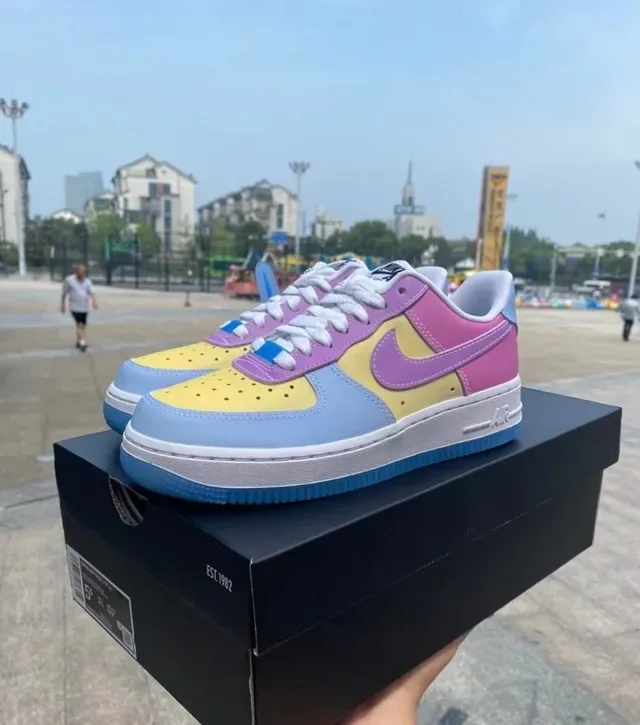 Nike Air Force 1 Blanc Lavande Pastel Vert Clair Bleu Sneakers Lifestyle 2