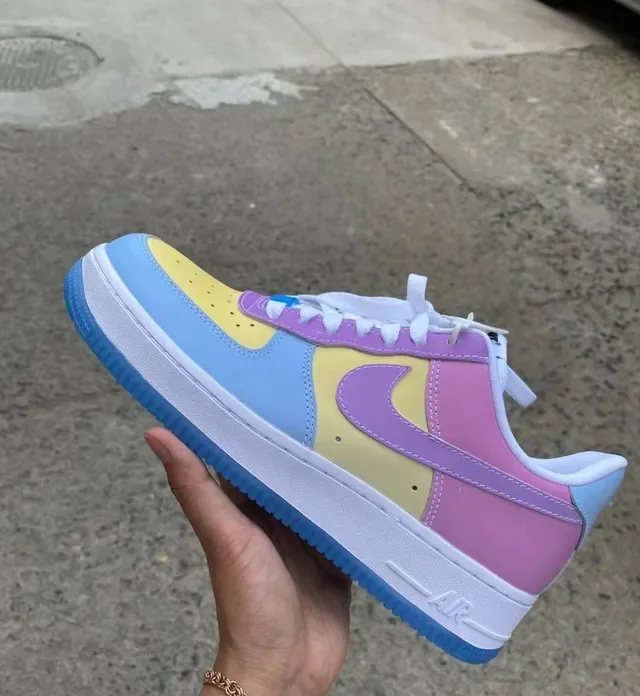 Nike Air Force 1 Blanc Lavande Pastel Vert Clair Bleu Sneakers Lifestyle 3