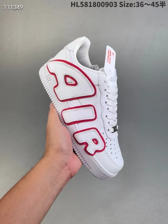Nike Air Force 1 White Red Low-Top Leather Upper Lifestyle Sneakers 2