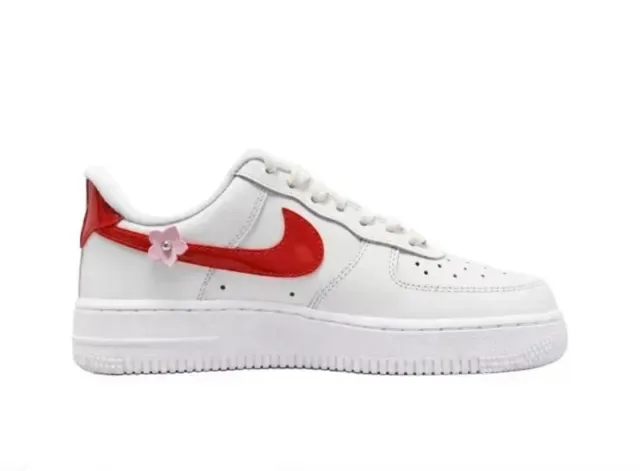 Nike Air Force 1 Blanco Rojo Rosa Floral Lifestyle Sneakers 2