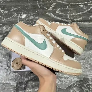 Nike Air Jordan 1 Low Beige and Mint Green Lifestyle Sneakers