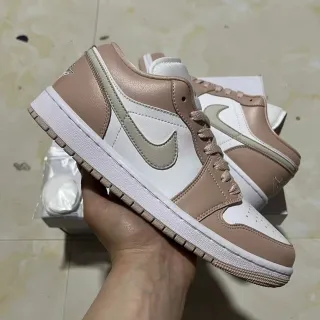 Nike Air Jordan 1 Low Beige and White Lifestyle Sneakers