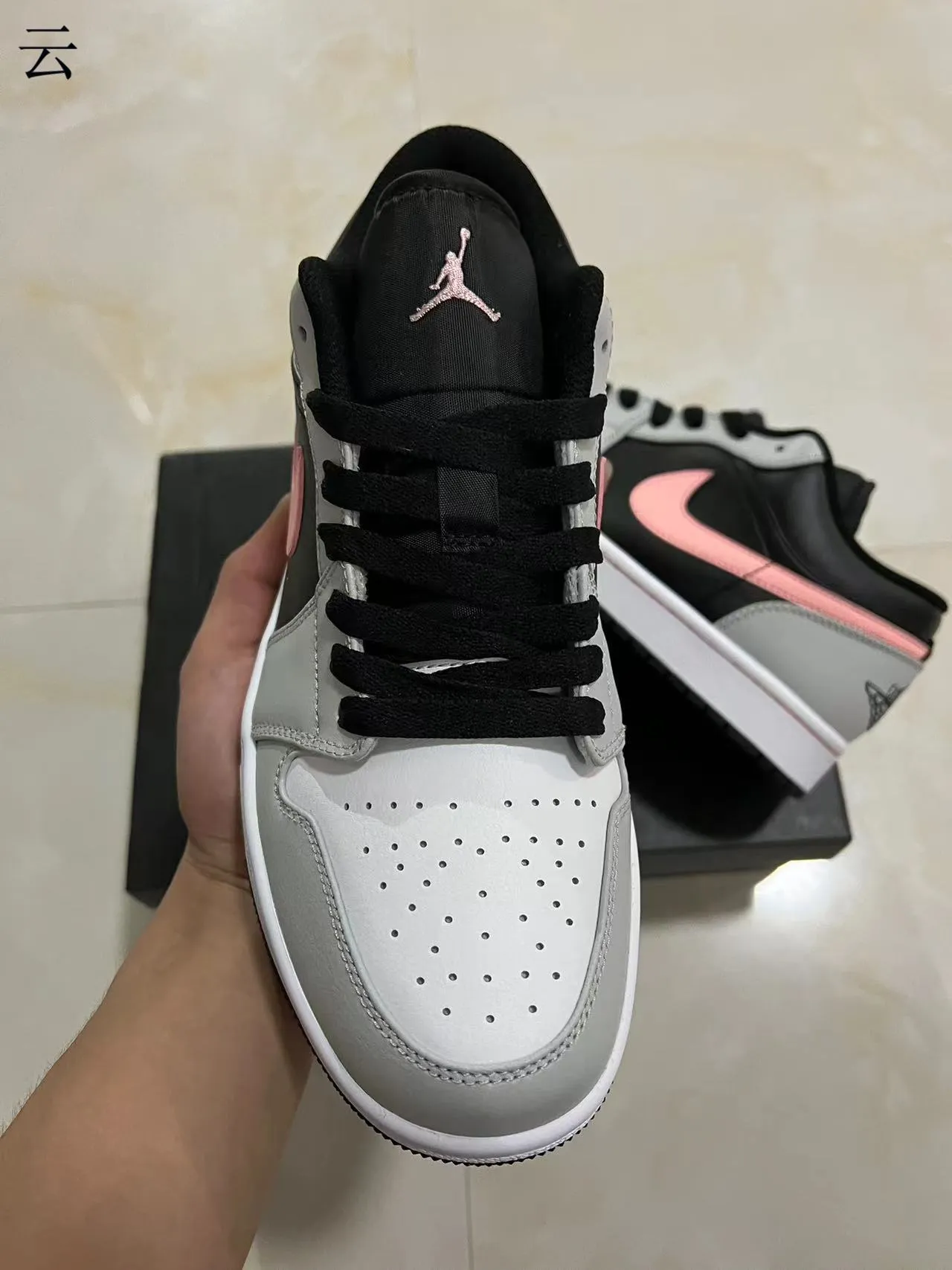 Nike Air Jordan 1 Low Black Gray Pink Lifestyle Sneakers 3