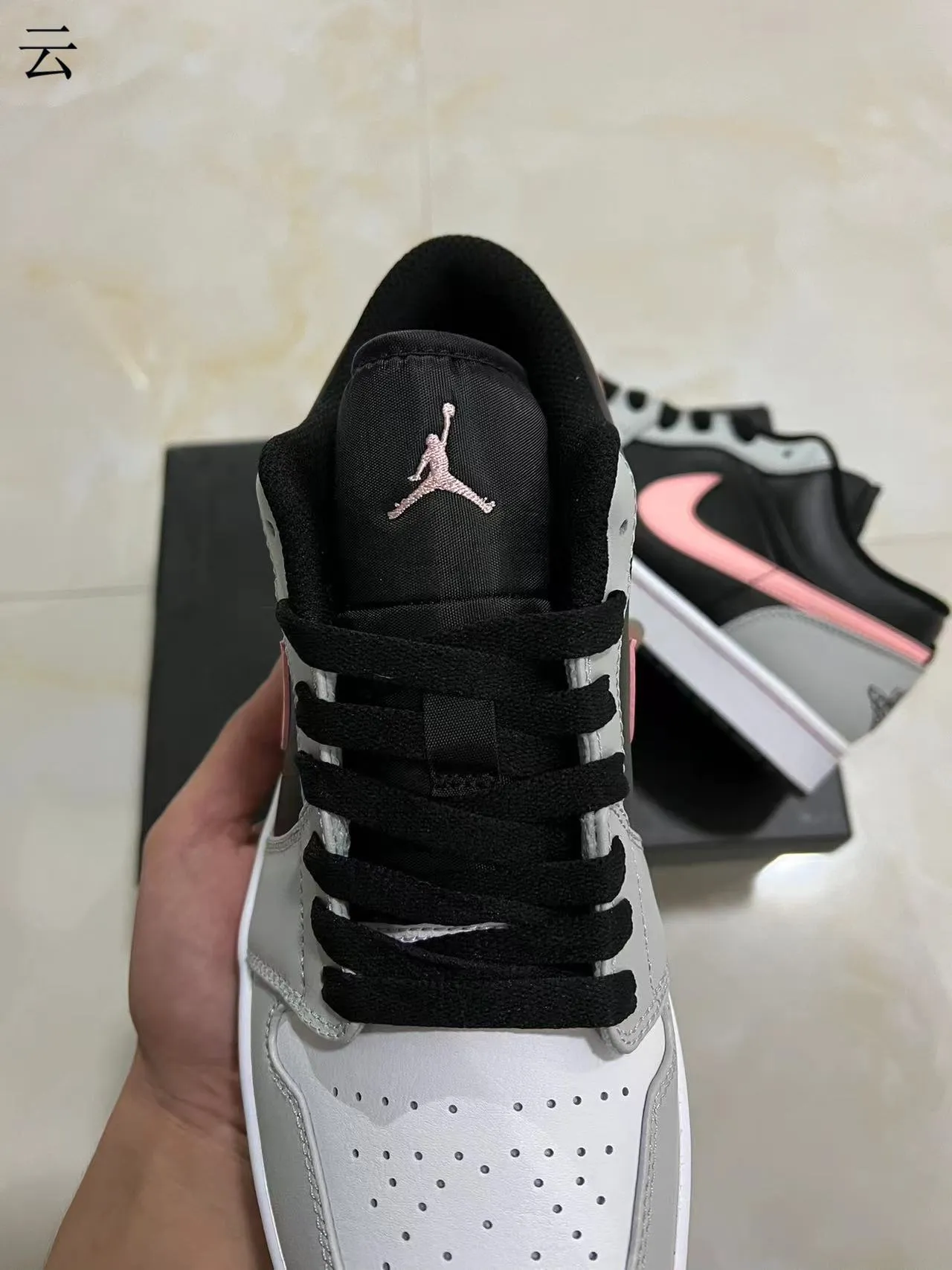 Nike Air Jordan 1 Low Black Gray Pink Lifestyle Sneakers 4