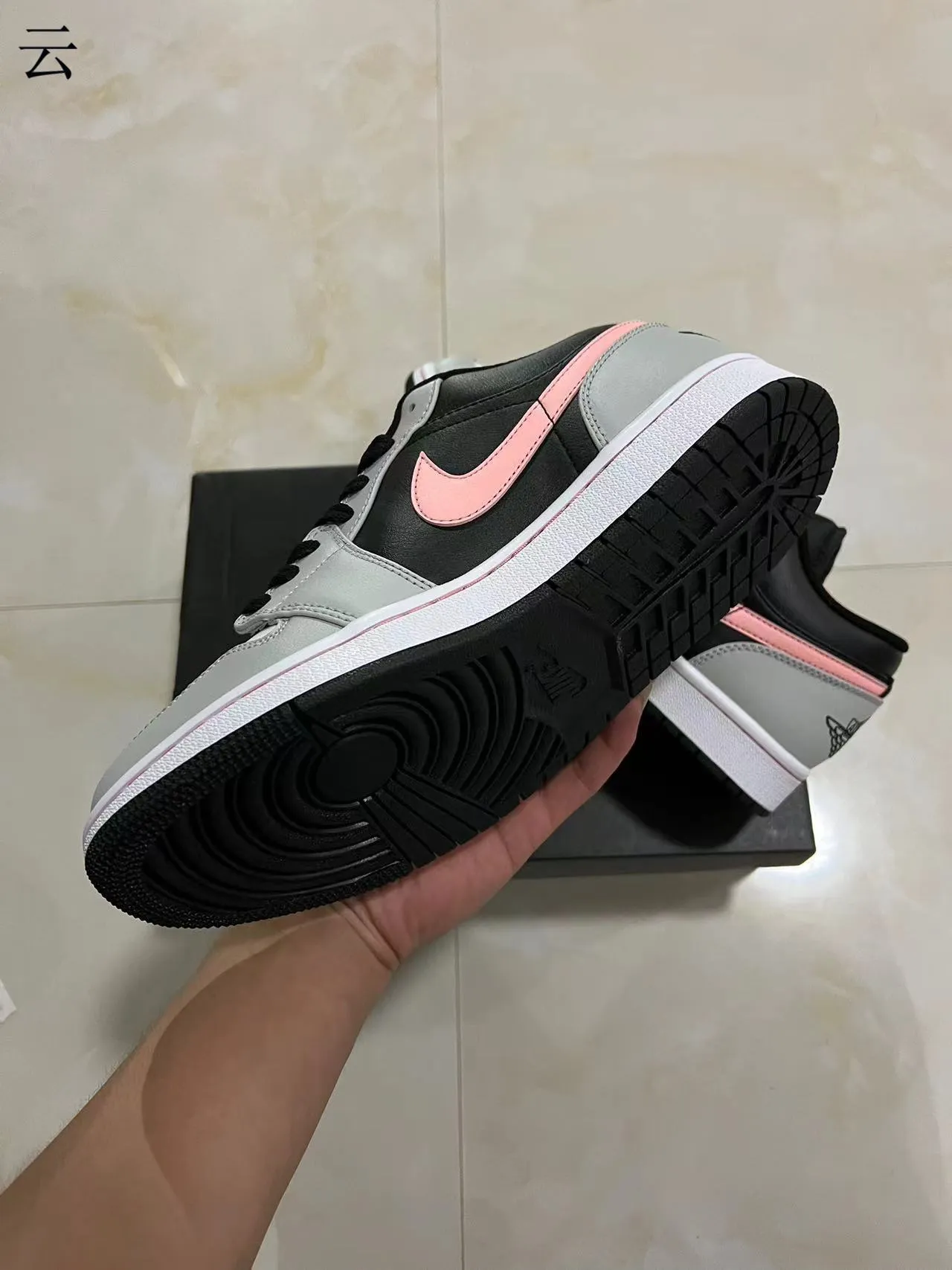 Nike Air Jordan 1 Low Black Gray Pink Lifestyle Sneakers 6