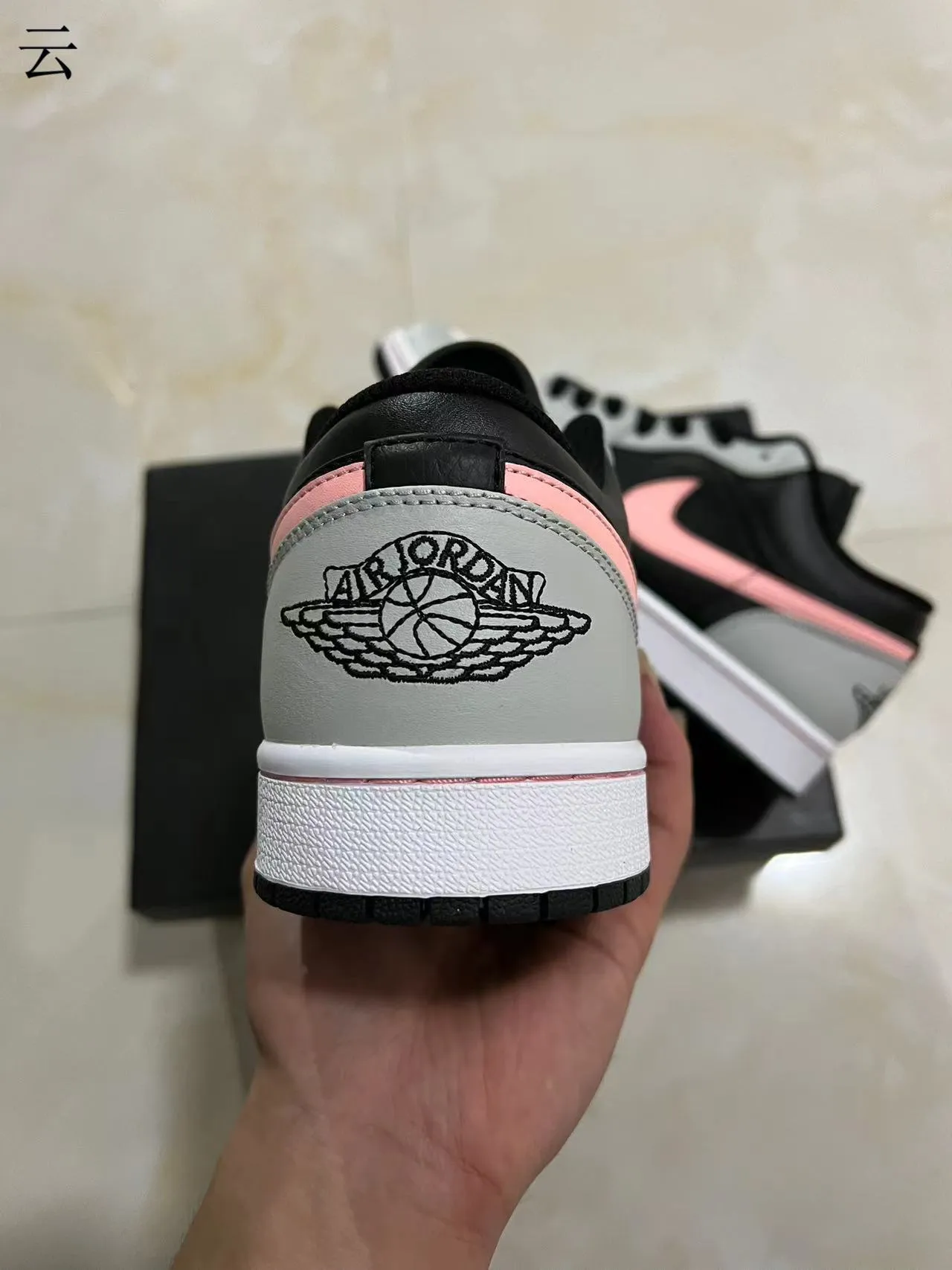 Nike Air Jordan 1 Low Black Gray Pink Lifestyle Sneakers 8