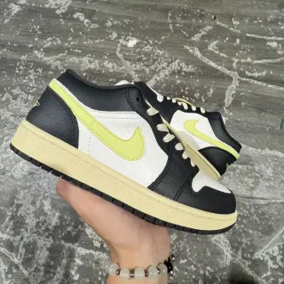 Nike Air Jordan 1 Low Black White Lime Yellow Lifestyle Sneakers