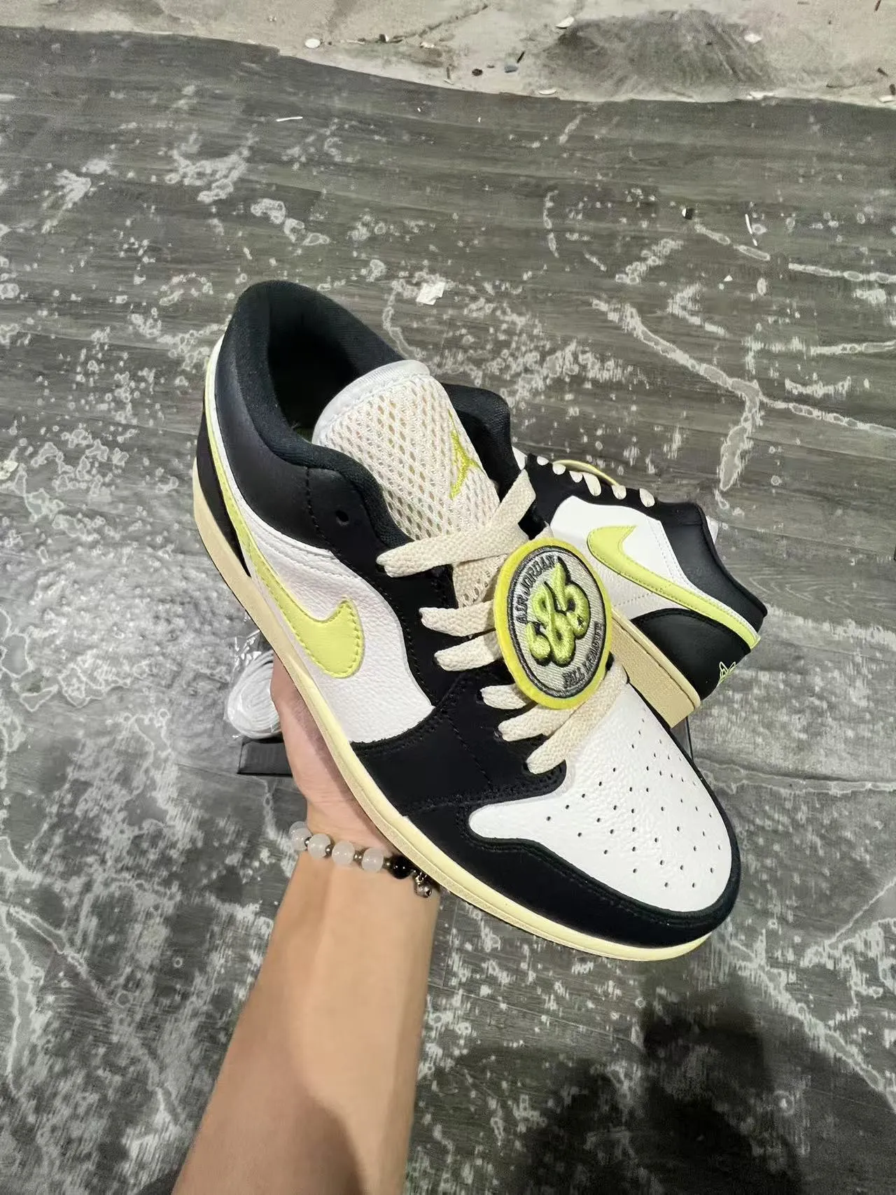 Nike Air Jordan 1 Low Black White Lime Yellow Lifestyle Sneakers 2