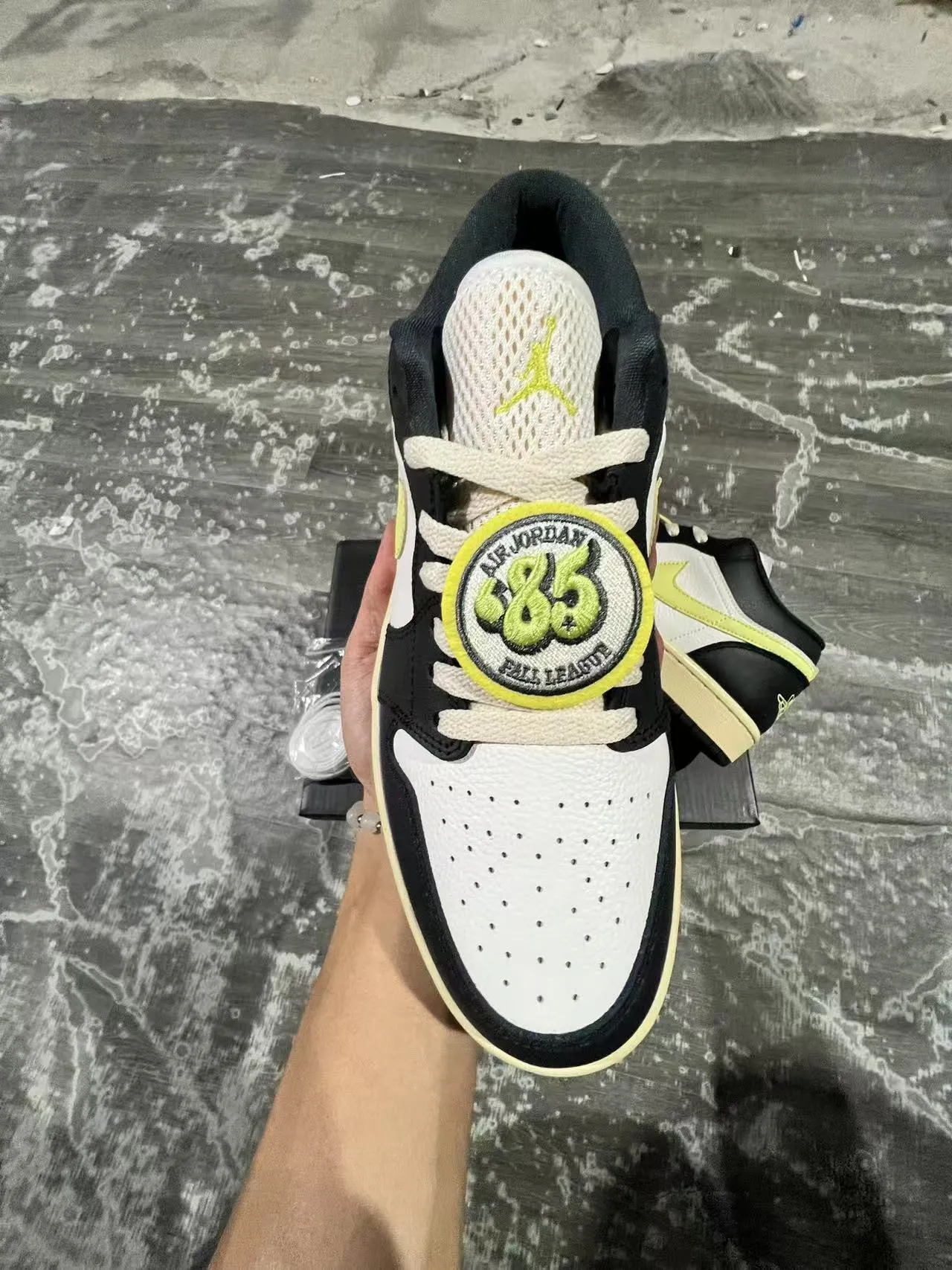 Nike Air Jordan 1 Low Black White Lime Yellow Lifestyle Sneakers 3