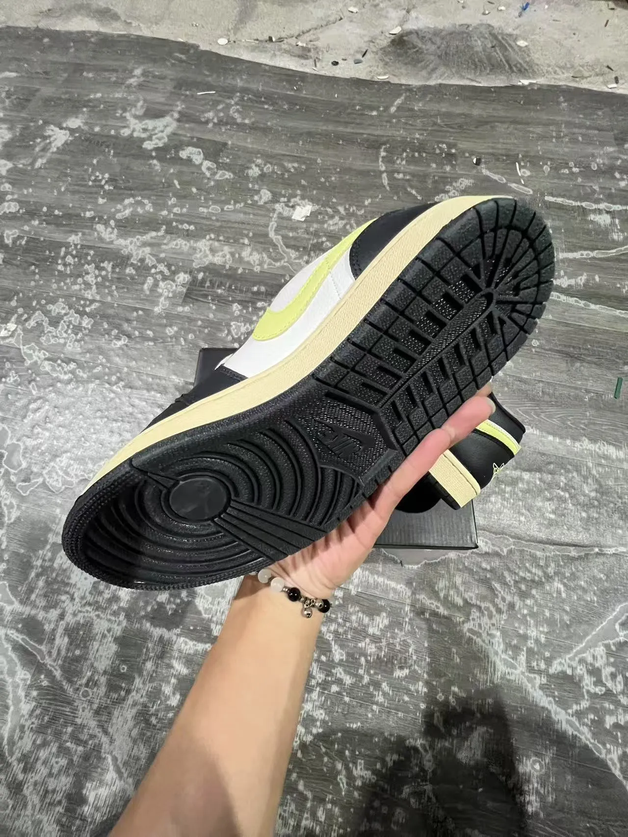 Nike Air Jordan 1 Low Black White Lime Yellow Lifestyle Sneakers 6