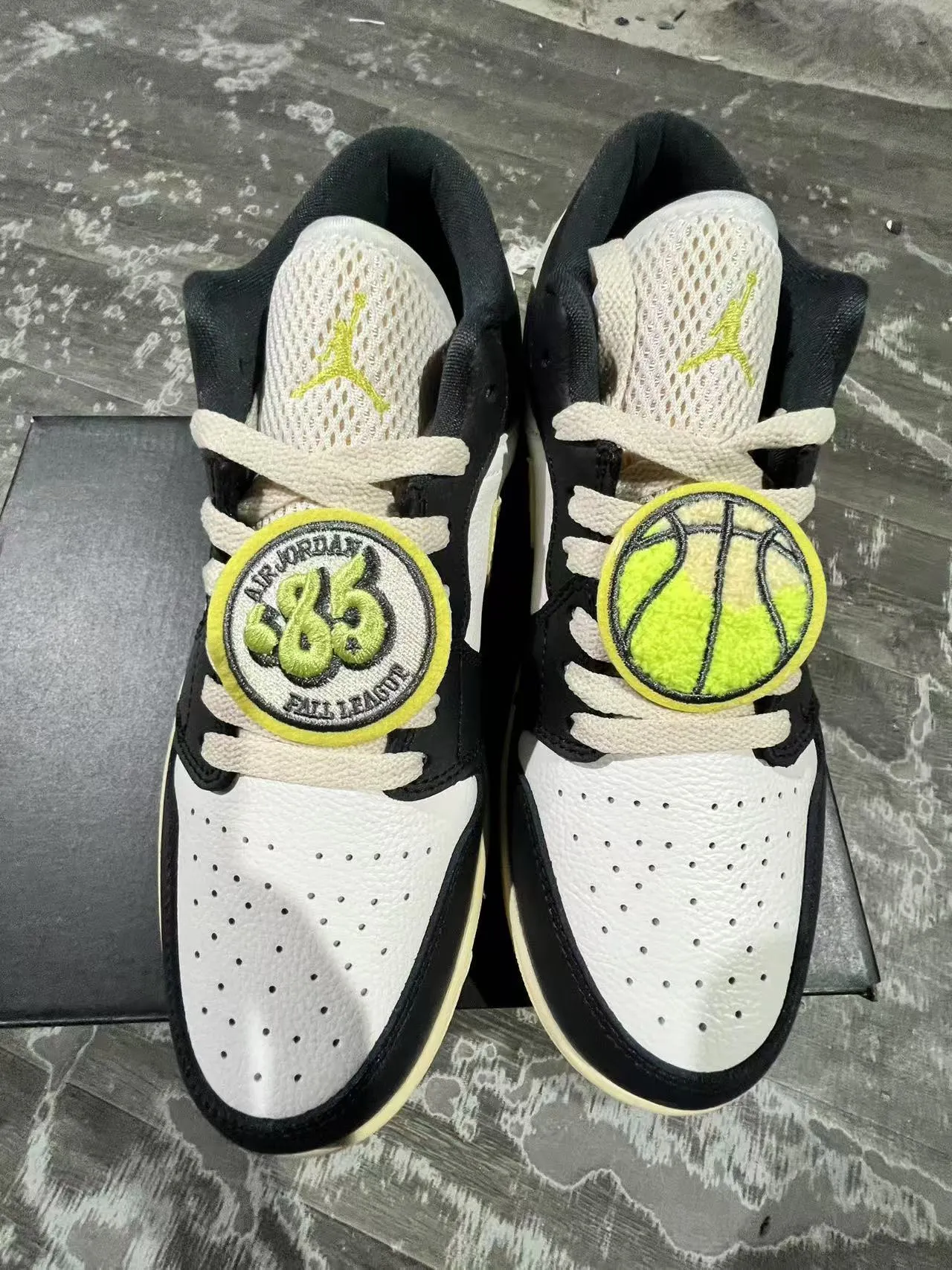Nike Air Jordan 1 Low Black White Lime Yellow Lifestyle Sneakers 9