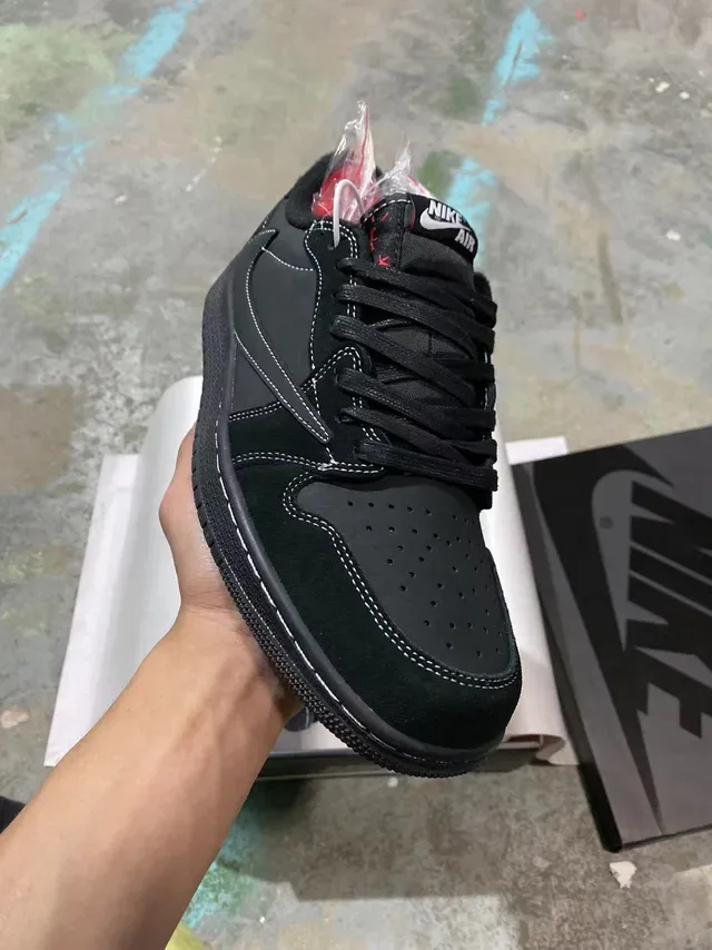 Nike Air Jordan 1 Low Black White Red Lifestyle Sneakers 2