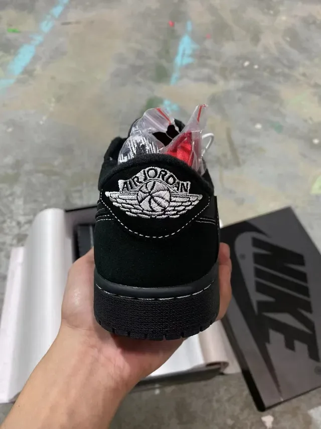 Nike Air Jordan 1 Low Black White Red Lifestyle Sneakers 6