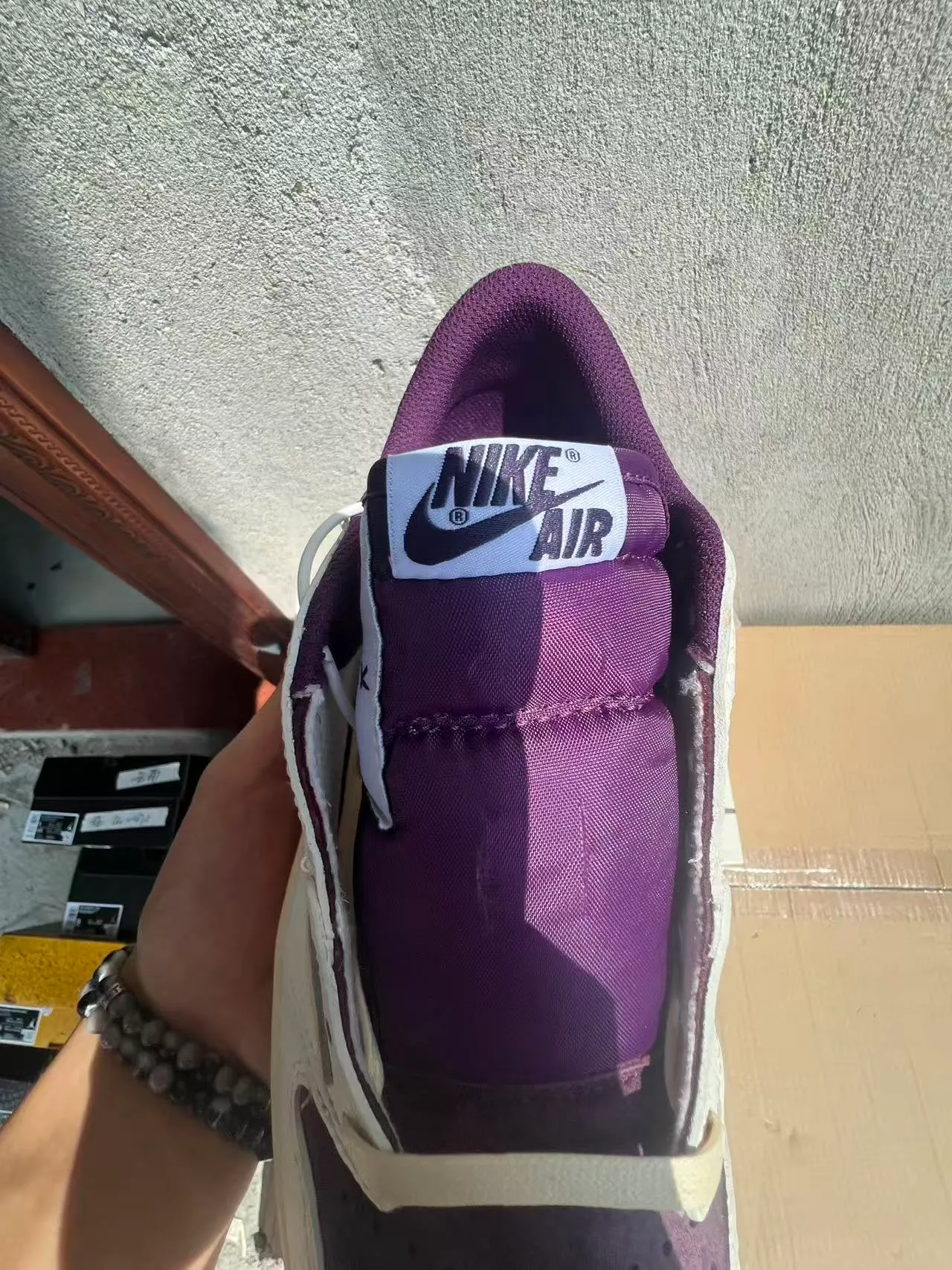 Nike Air Jordan 1 Low Cream and Purple Lifestyle Sneakers 4