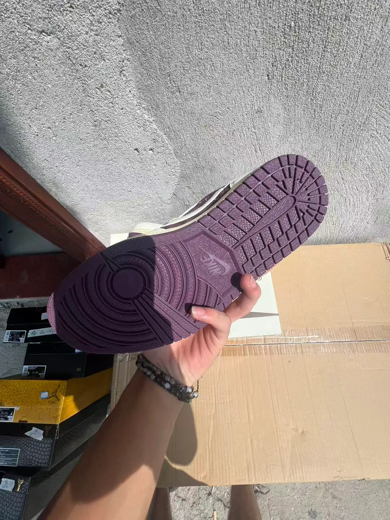 Nike Air Jordan 1 Low Cream and Purple Lifestyle Sneakers 6