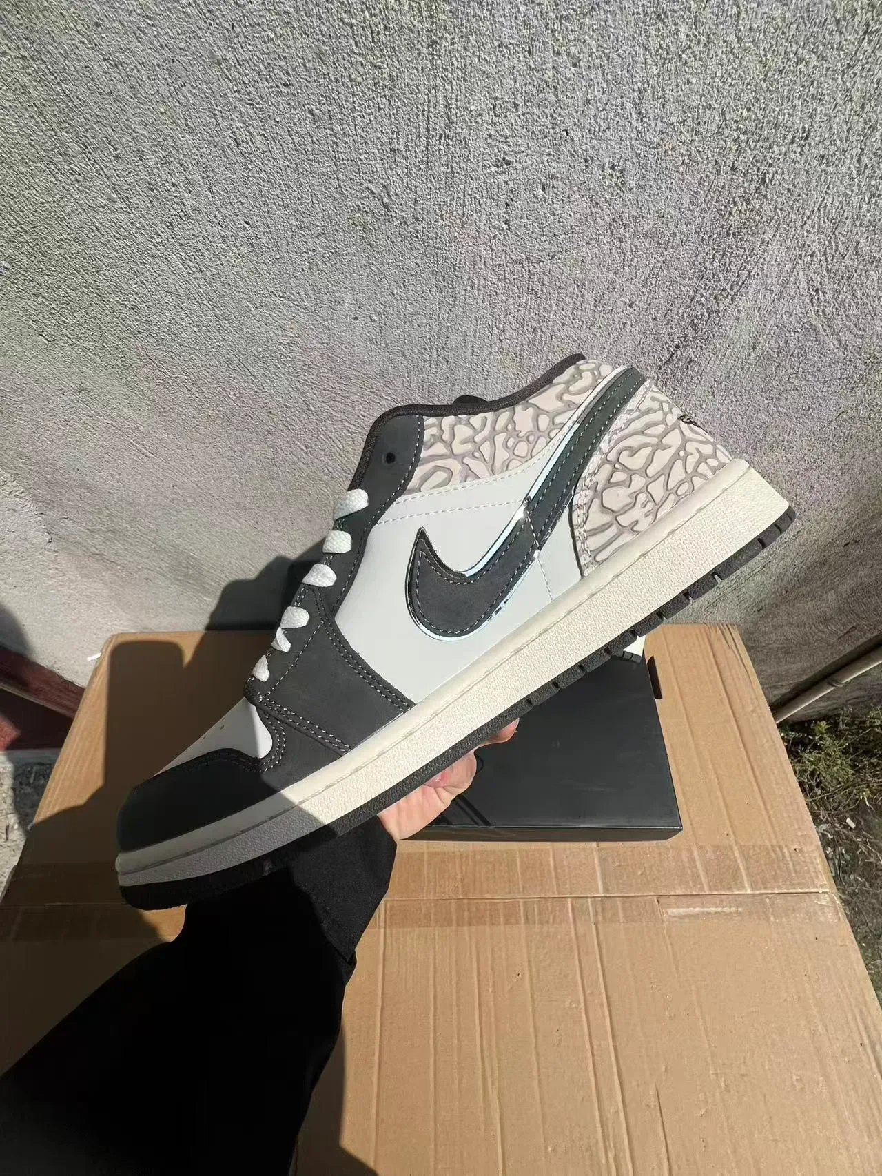 Nike Air Jordan 1 Low Elephant Print Lifestyle Sneakers 5