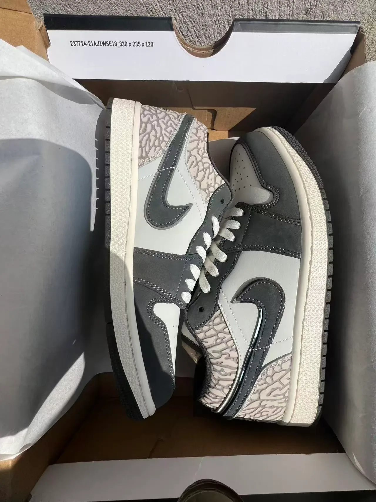 Nike Air Jordan 1 Low Elephant Print Lifestyle Sneakers 9