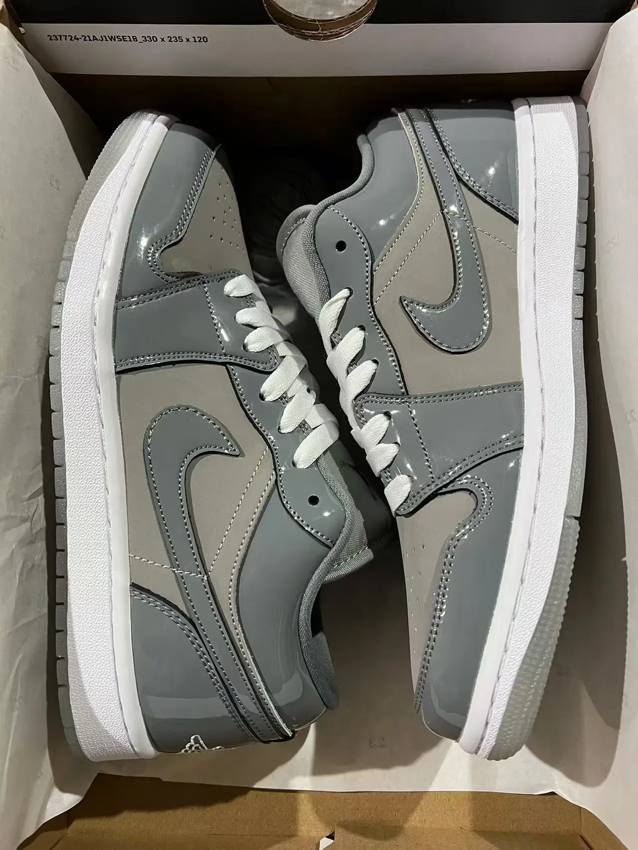 Nike Air Jordan 1 Low Gray Patent Lifestyle Sneakers 3