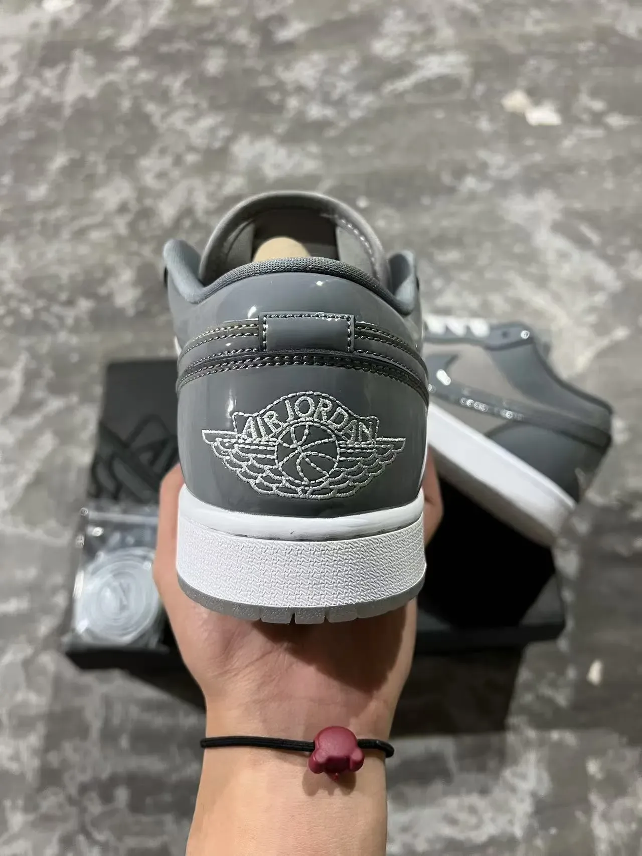 Nike Air Jordan 1 Low Gray Patent Lifestyle Sneakers 4