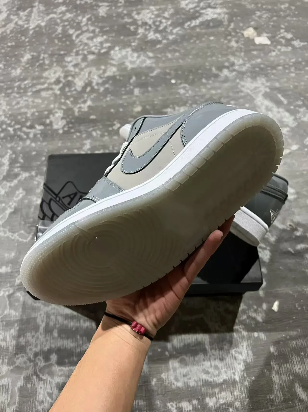Nike Air Jordan 1 Low Gray Patent Lifestyle Sneakers 6