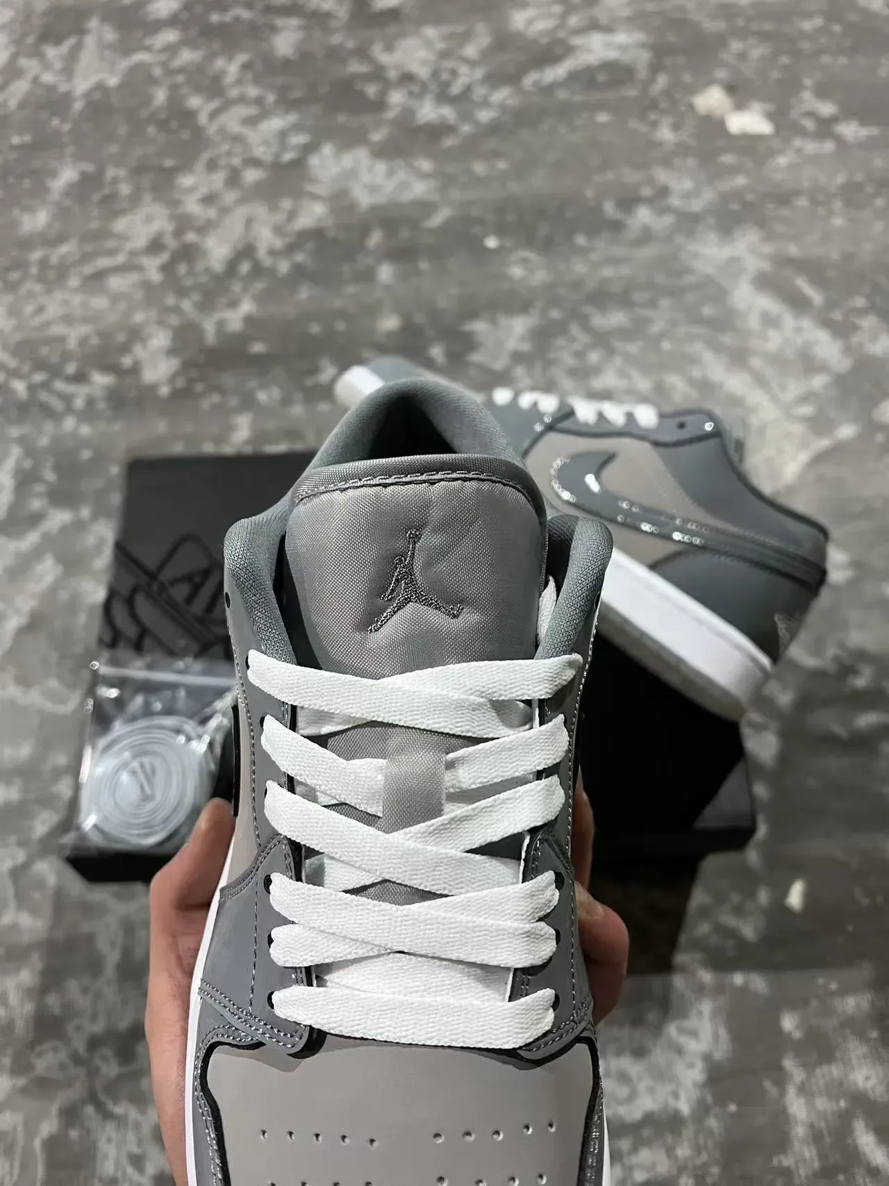 Nike Air Jordan 1 Low Gray Patent Lifestyle Sneakers 8