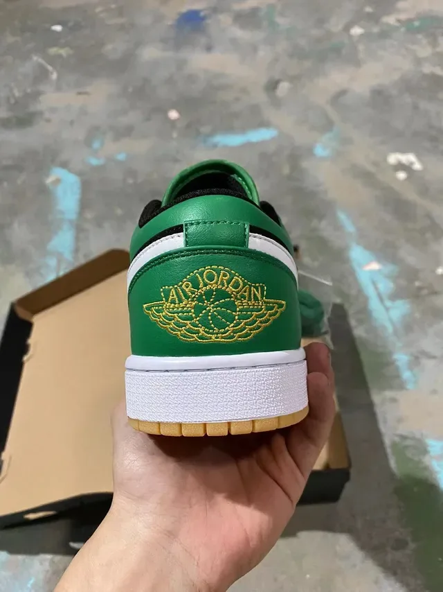 Nike Air Jordan 1 Low Green Black White Gum Lifestyle Sneakers 6