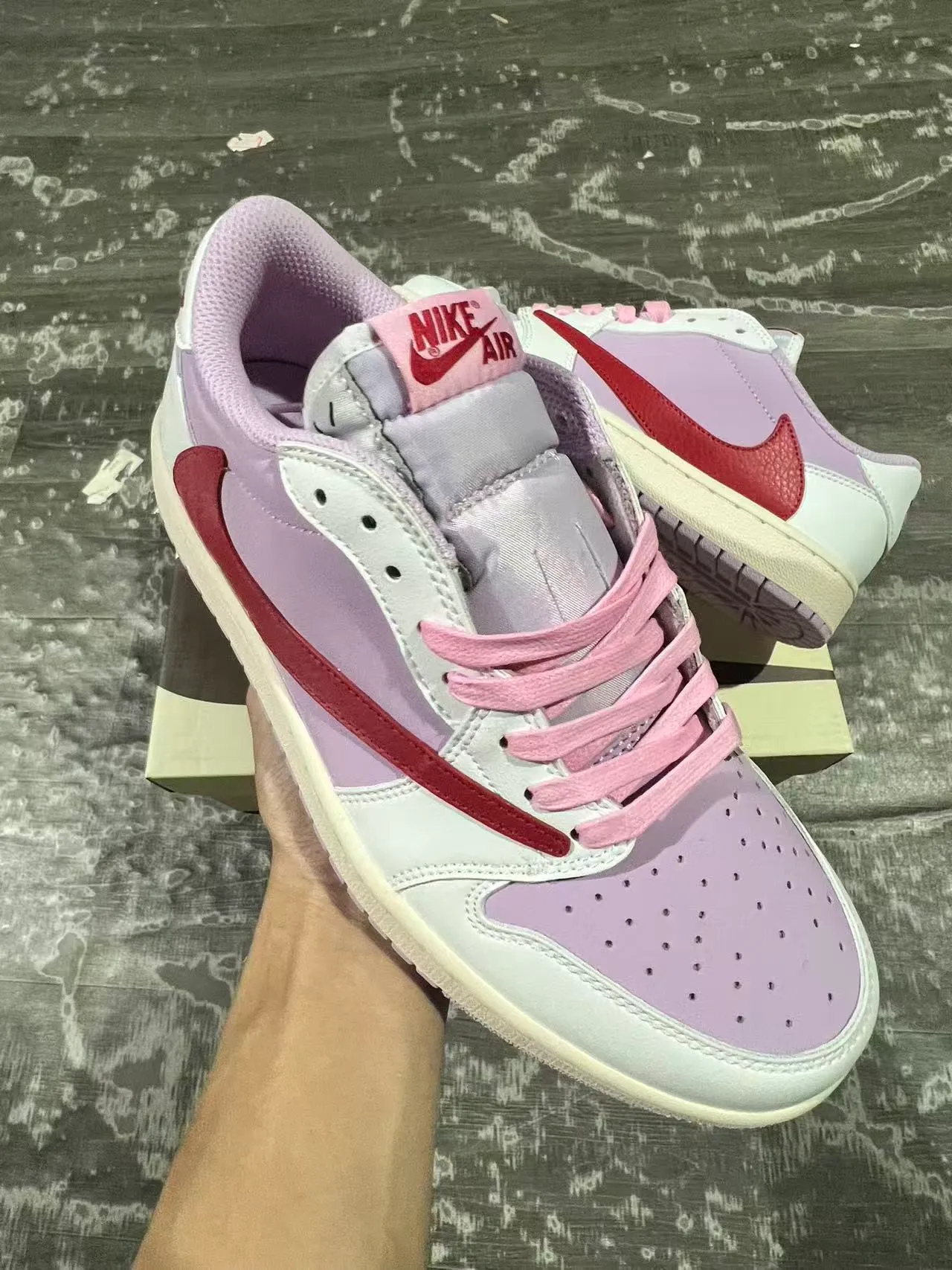 Nike Air Jordan 1 Low Lavender and Red Lifestyle Sneakers 2