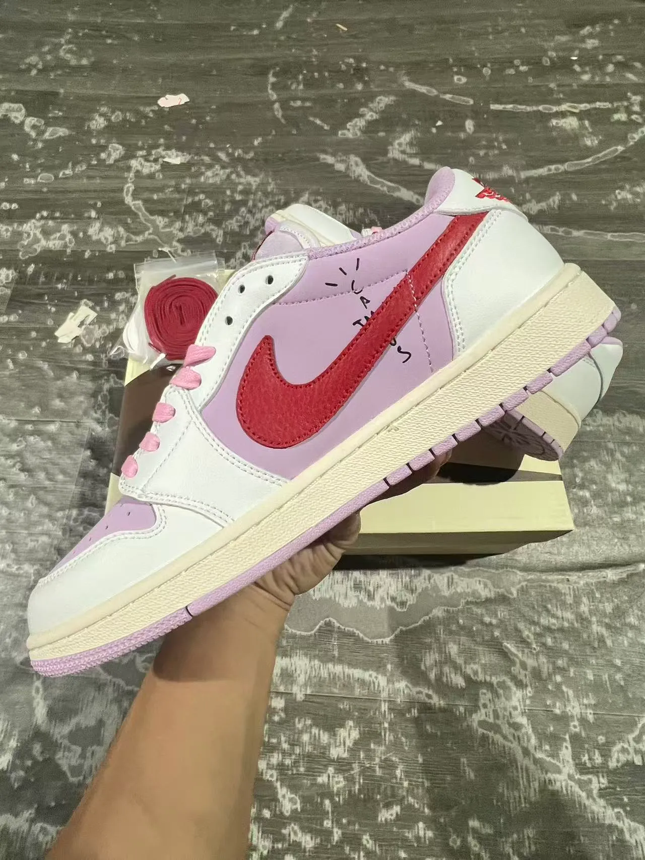 Nike Air Jordan 1 Low Lavender and Red Lifestyle Sneakers 5