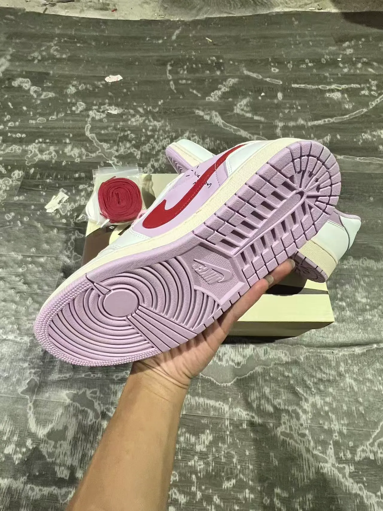 Nike Air Jordan 1 Low Lavender and Red Lifestyle Sneakers 6