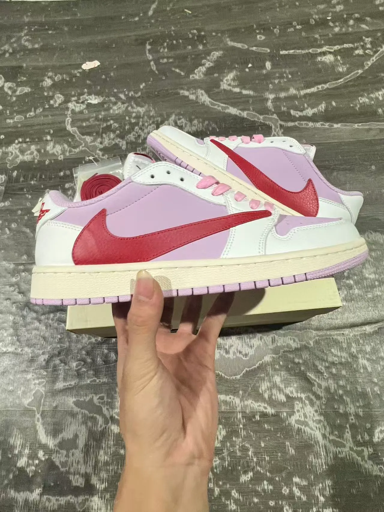 Nike Air Jordan 1 Low Lavender and Red Lifestyle Sneakers 7