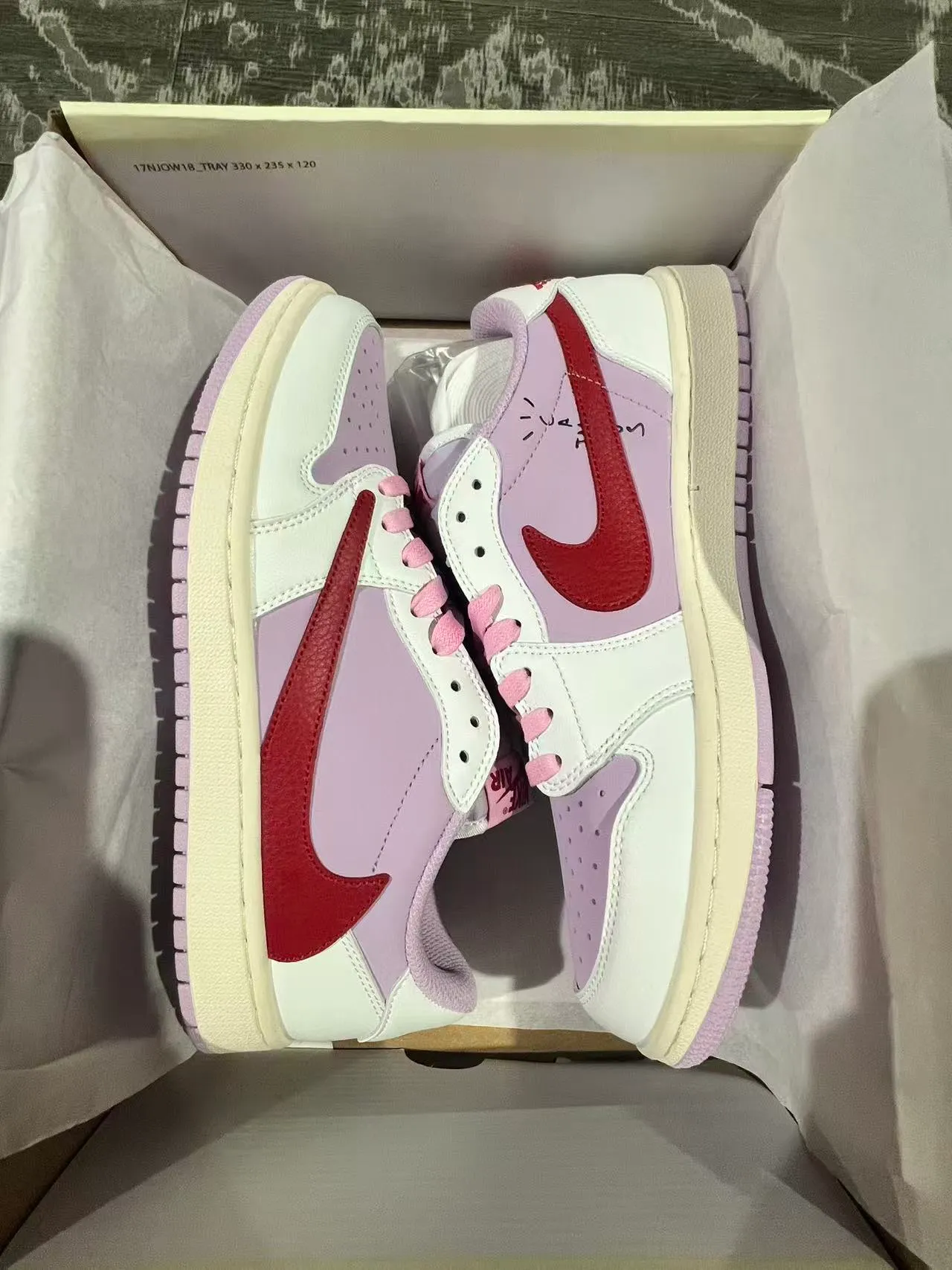 Nike Air Jordan 1 Low Lavender and Red Lifestyle Sneakers 9