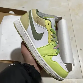 Nike Air Jordan 1 Low Lime Green White Beige Lifestyle Sneakers