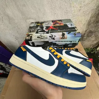 Nike Air Jordan 1 Low Navy White Cream Orange Lifestyle Sneakers