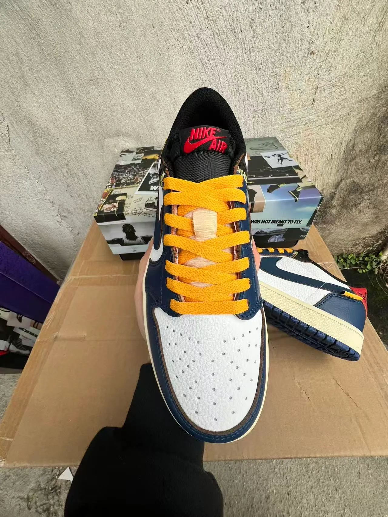 Nike Air Jordan 1 Low Navy White Cream Orange Lifestyle Sneakers 3