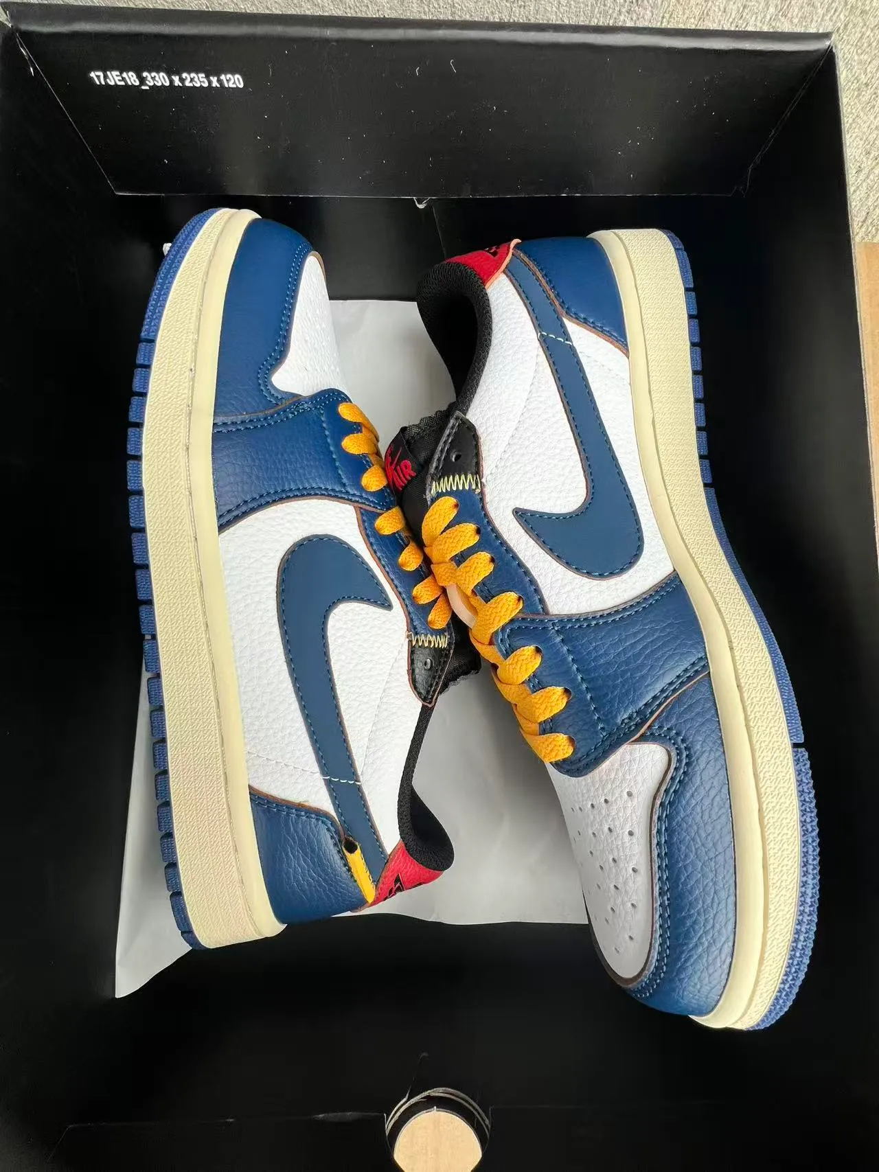 Nike Air Jordan 1 Low Navy White Cream Orange Lifestyle Sneakers 9