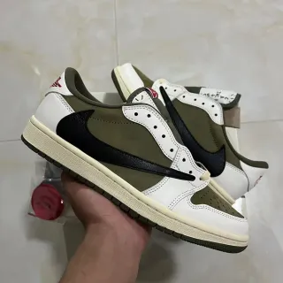 Nike Air Jordan 1 Low Olive Green White Black Lifestyle Sneakers