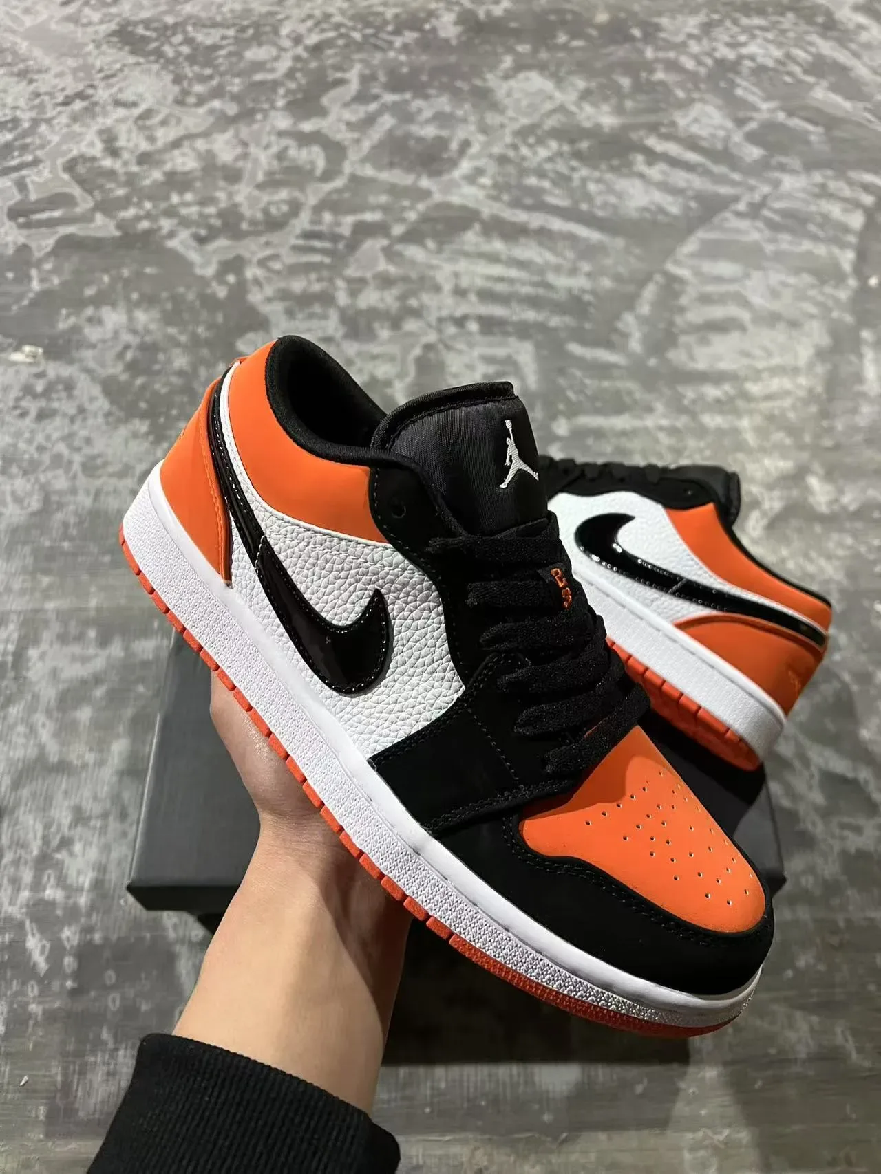 Nike Air Jordan 1 Low Orange Black White Lifestyle Sneakers 2
